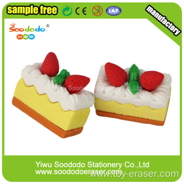 novelty strawberry cake eraser stationery items for schools